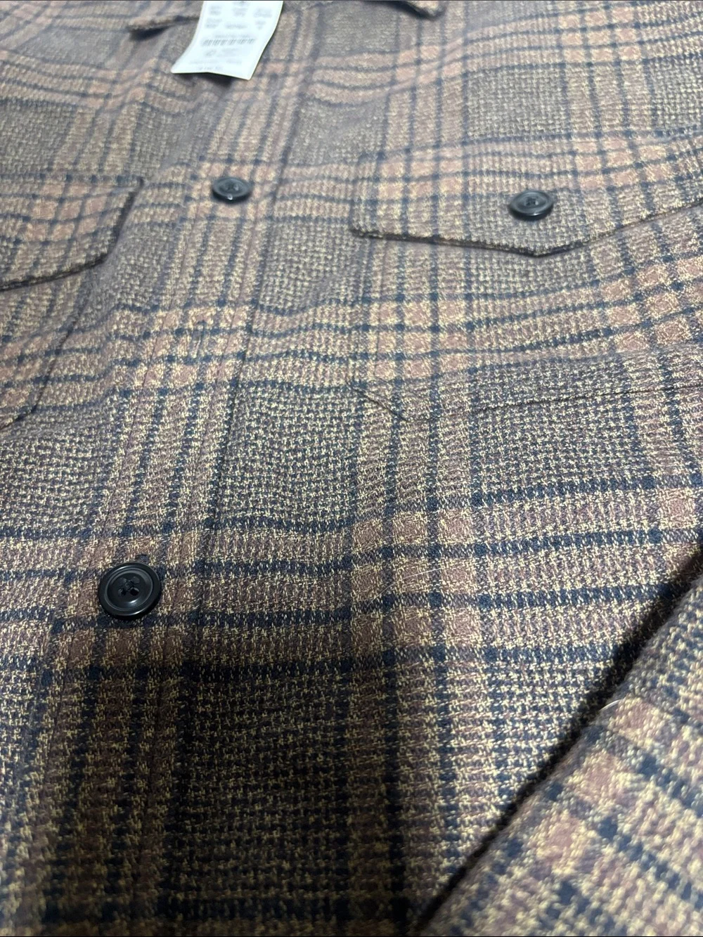 J.Crew Men's Small Plaid Quilted Shirt Jacket Brown 100% Cotton Fair Trade
